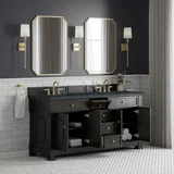 Brookfield 72" Double Vanity, Black Onyx, w/ 3 CM Charcoal Soapstone Silestone Top