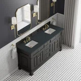 Brookfield 72" Double Vanity, Black Onyx, w/ 3 CM Charcoal Soapstone Silestone Top