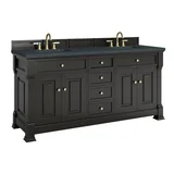 Brookfield 72" Double Vanity, Black Onyx, w/ 3 CM Charcoal Soapstone Silestone Top
