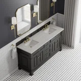 Brookfield 72" Double Vanity, Black Onyx w/ 3 CM Eternal Jasmine Pearl Silestone Top