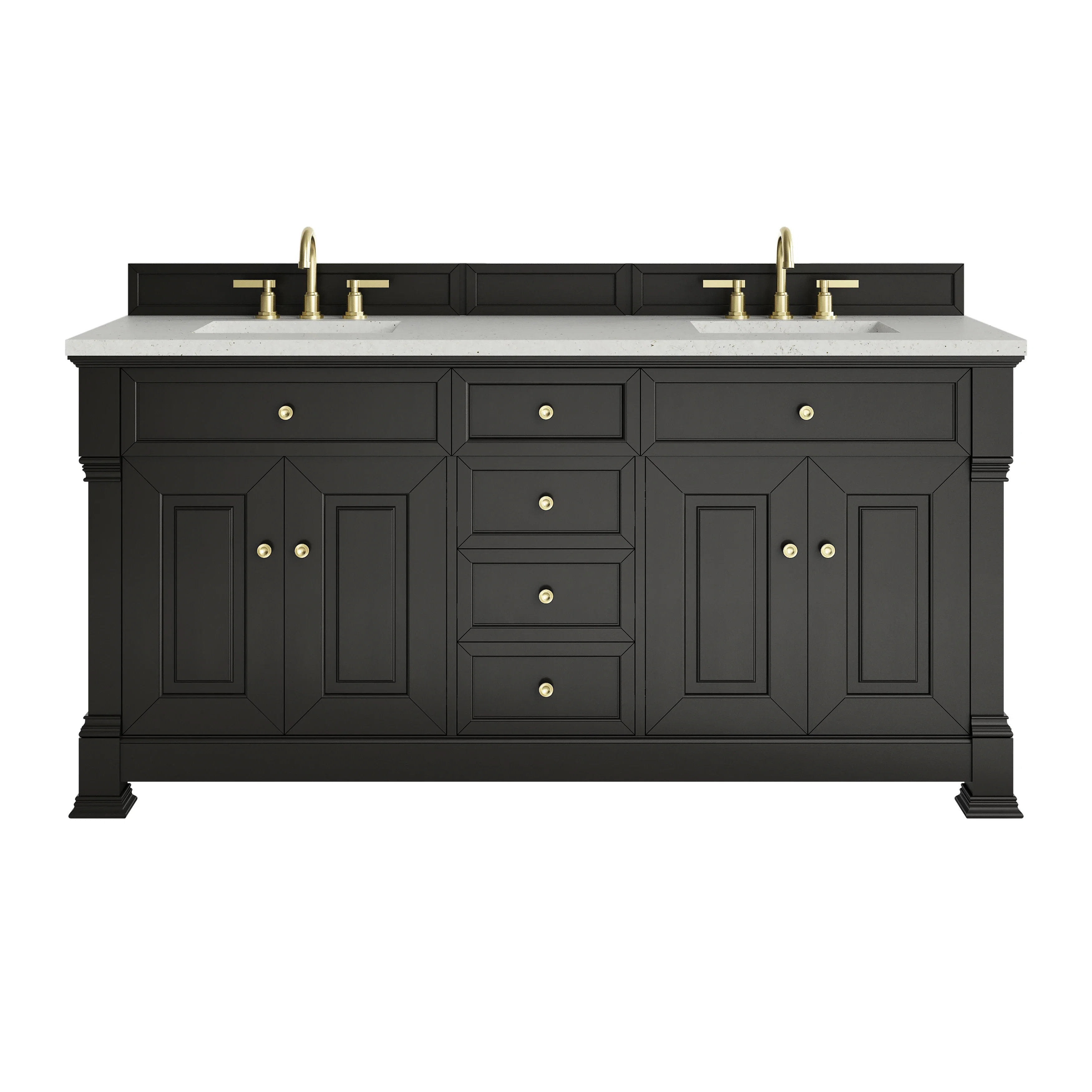 Brookfield 72" Double Vanity, Black Onyx w/ 3 CM Lime Delight Silestone Top
