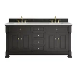 Brookfield 72" Double Vanity, Black Onyx w/ 3 CM Lime Delight Silestone Top
