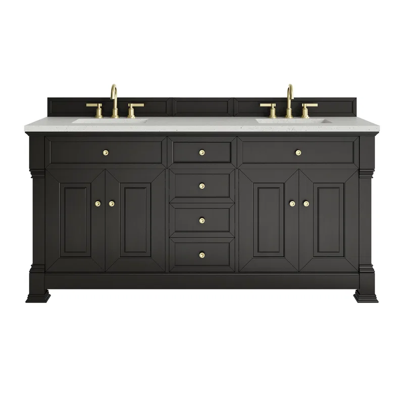 Brookfield 72" Double Vanity, Black Onyx w/ 3 CM Lime Delight Silestone Top