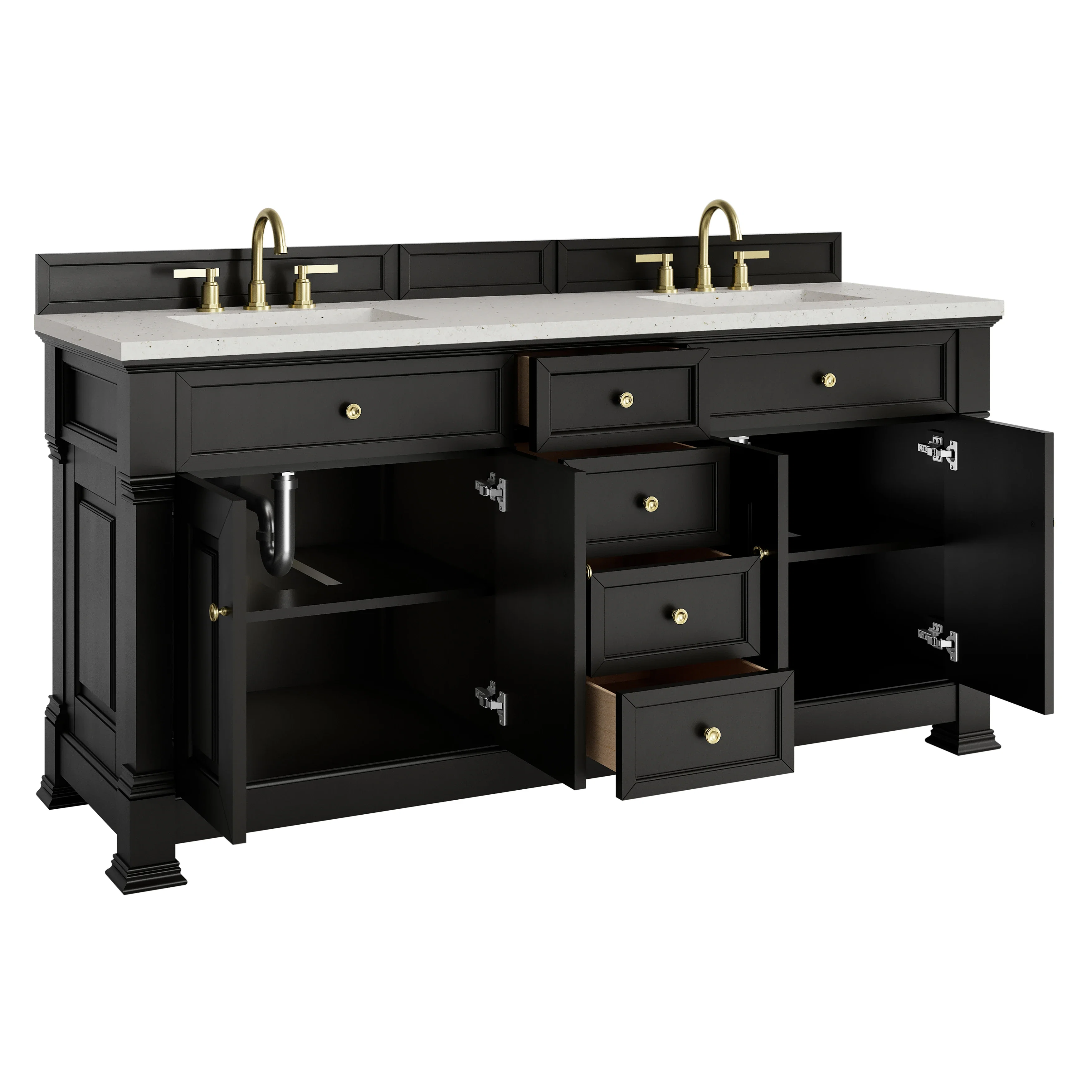 Brookfield 72" Double Vanity, Black Onyx w/ 3 CM Lime Delight Silestone Top