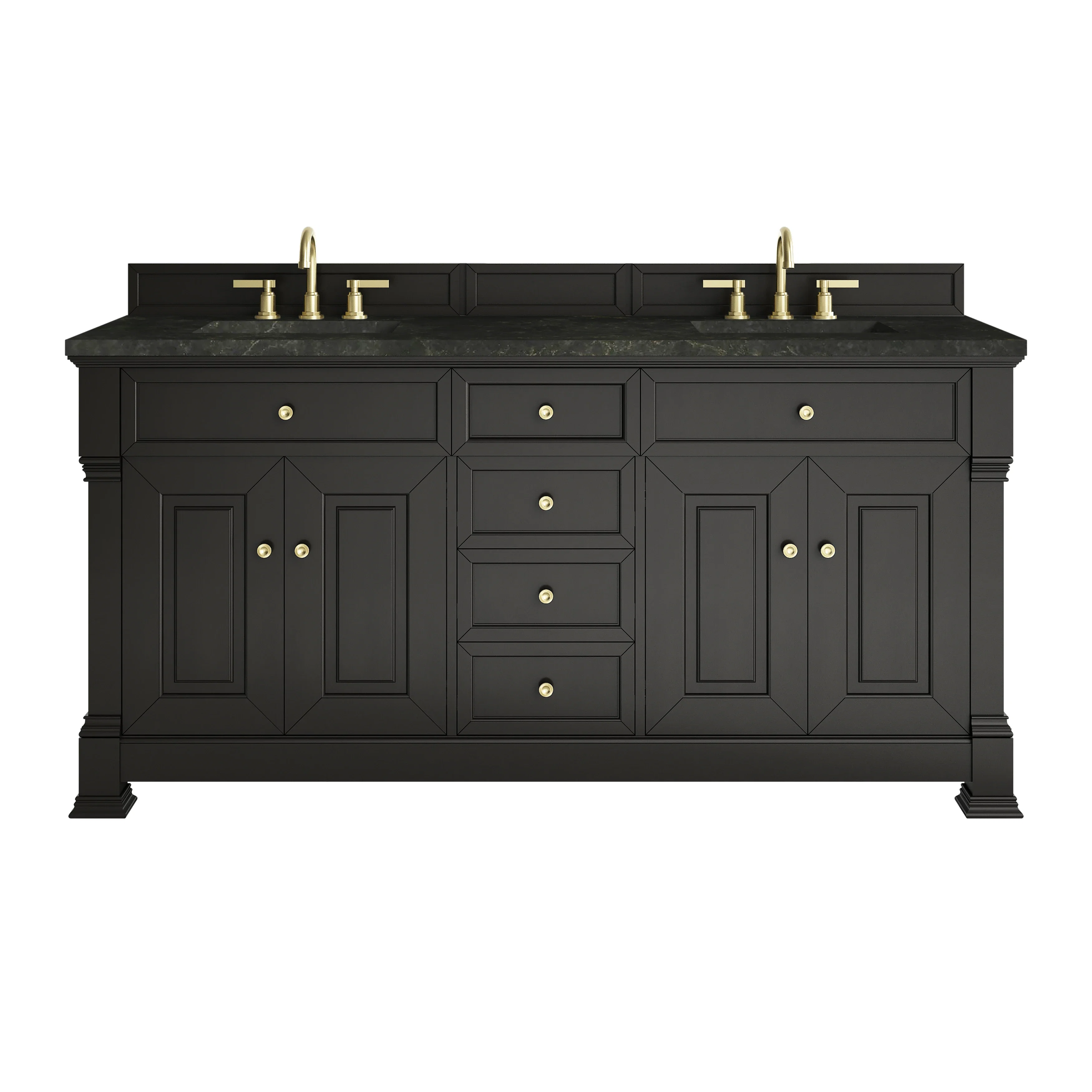 Brookfield 72" Double Vanity, Black Onyx, w/ 3 CM Phantome Eclos Top