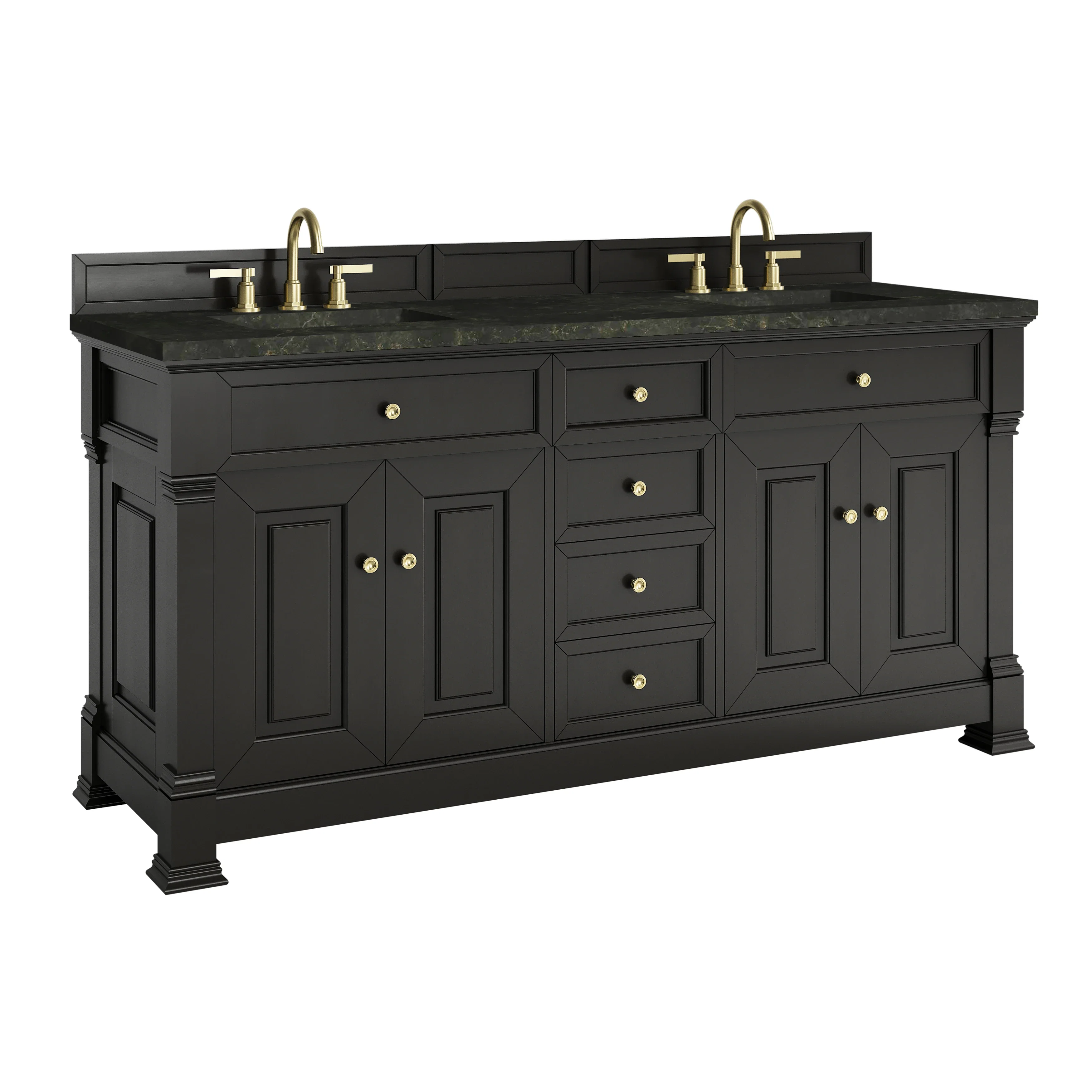 Brookfield 72" Double Vanity, Black Onyx, w/ 3 CM Phantome Eclos Top