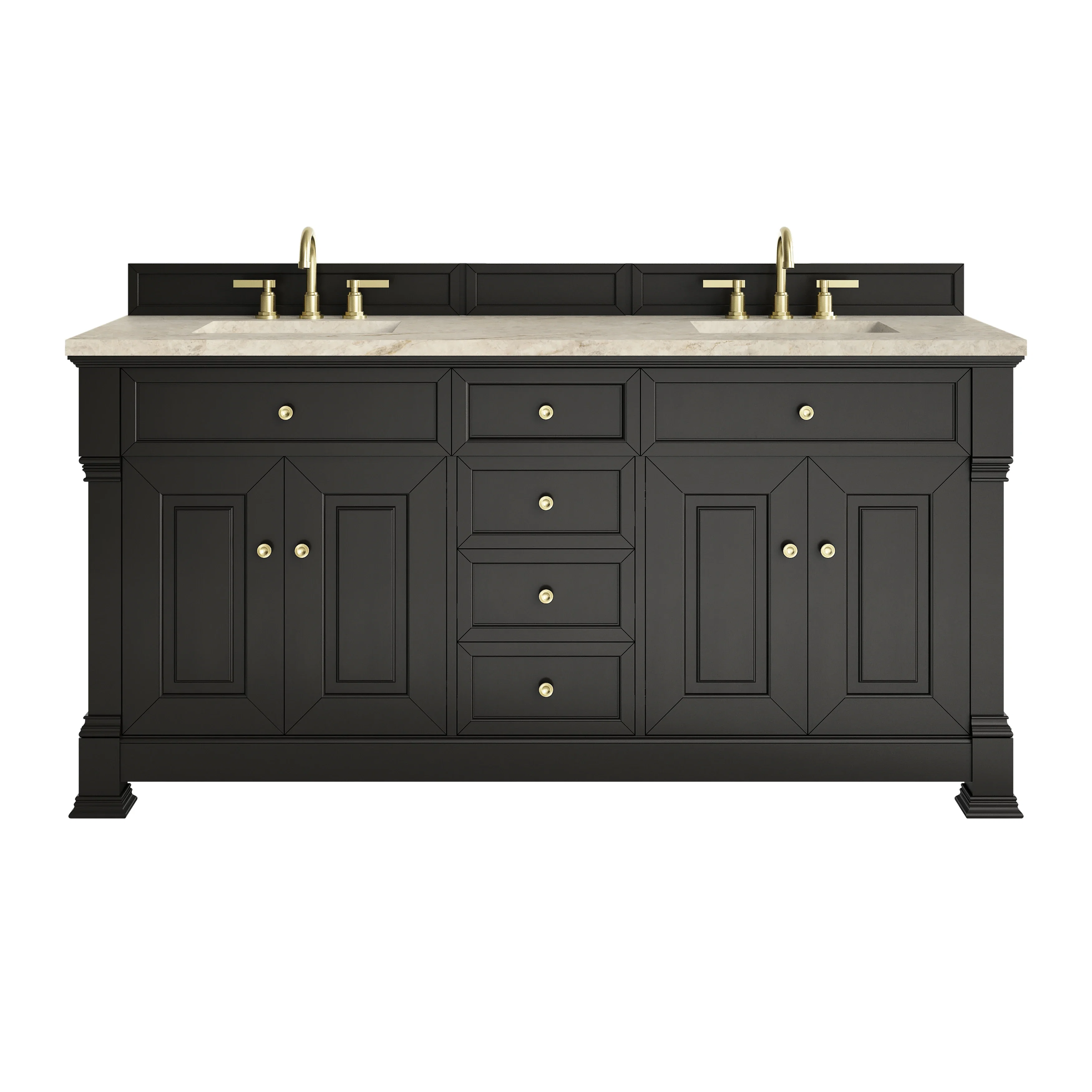 Brookfield 72" Double Vanity, Black Onyx, w/ 3 CM Tajnar Eclos Top