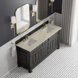 Brookfield 72" Double Vanity, Black Onyx, w/ 3 CM Tajnar Eclos Top