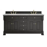 Brookfield 72" Double Vanity, Black Onyx w/ 3 CM Victorian Silver Silestone Top