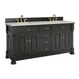 Brookfield 72" Double Vanity, Black Onyx w/ 3 CM Victorian Silver Silestone Top