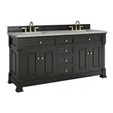 Brookfield 72" Double Vanity, Black Onyx w/ 3 CM Victorian Silver Silestone Top