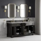Brookfield 72" Double Vanity, Black Onyx w/ 3 CM Victorian Silver Silestone Top