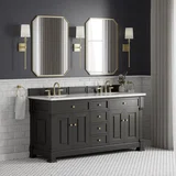 Brookfield 72" Double Vanity, Black Onyx, w/ 3 CM White Zeus Silestone Top