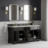 Brookfield 72" Double Vanity, Black Onyx, w/ 3 CM White Zeus Silestone Top