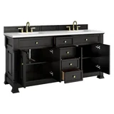 Brookfield 72" Double Vanity, Black Onyx, w/ 3 CM White Zeus Silestone Top