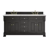 Brookfield 72" Double Vanity, Black Onyx w/ 3 CM Eternal Jasmine Pearl Silestone Top w/ FreePower Wireless Charger