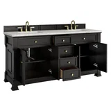 Brookfield 72" Double Vanity, Black Onyx w/ 3 CM Eternal Jasmine Pearl Silestone Top w/ FreePower Wireless Charger
