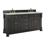 Brookfield 72" Double Vanity, Black Onyx w/ 3 CM Eternal Jasmine Pearl Silestone Top w/ FreePower Wireless Charger