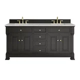 Brookfield 72" Double Vanity, Black Onyx w/ 3 CM Eternal Jasmine Pearl Silestone Top w/ FreePower Wireless Charger