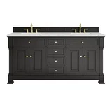 Brookfield 72" Double Vanity, Black Onyx w/ 3 CM Ethereal Noctis Silestone Top w/ FreePower Wireless Charger