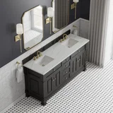Brookfield 72" Double Vanity, Black Onyx w/ 3 CM Ethereal Noctis Silestone Top w/ FreePower Wireless Charger