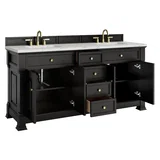 Brookfield 72" Double Vanity, Black Onyx w/ 3 CM Ethereal Noctis Silestone Top w/ FreePower Wireless Charger