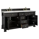 Brookfield 72" Double Vanity, Black Onyx w/ 3 CM Ethereal Noctis Silestone Top w/ FreePower Wireless Charger
