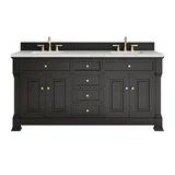 Brookfield 72" Double Vanity, Black Onyx w/ 3 CM Ethereal Noctis Silestone Top w/ FreePower Wireless Charger
