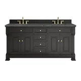 Brookfield 72" Double Vanity, Black Onyx w/ 3 CM Parisien Bleu Silestone Top w/ FreePower Wireless Charger