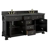 Brookfield 72" Double Vanity, Black Onyx w/ 3 CM Parisien Bleu Silestone Top w/ FreePower Wireless Charger