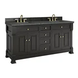 Brookfield 72" Double Vanity, Black Onyx w/ 3 CM Parisien Bleu Silestone Top w/ FreePower Wireless Charger