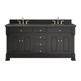 Brookfield 72" Double Vanity, Black Onyx w/ 3 CM Parisien Bleu Silestone Top w/ FreePower Wireless Charger