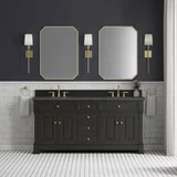Brookfield 72" Double Vanity, Black Onyx w/ 3 CM Parisien Bleu Silestone Top w/ FreePower Wireless Charger