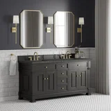 Brookfield 72" Double Vanity, Black Onyx w/ 3 CM Parisien Bleu Silestone Top w/ FreePower Wireless Charger