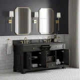 Brookfield 72" Double Vanity, Black Onyx w/ 3 CM Parisien Bleu Silestone Top w/ FreePower Wireless Charger