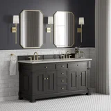 Brookfield 72" Double Vanity, Black Onyx, w/ 3 CM Siberian Silestone Top w/FreePower Wireless Charger
