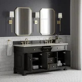 Brookfield 72" Double Vanity, Black Onyx, w/ 3 CM Siberian Silestone Top w/FreePower Wireless Charger