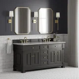 Brookfield 72" Double Vanity, Black Onyx w/ 3 CM Victorian Silver Silestone Top w/ FreePower Wireless Charger
