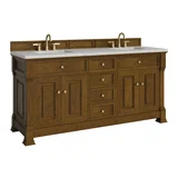 Brookfield 72" Double Vanity, Honey Oak w/ 3 CM Eternal Jasmine Pearl Silestone Top