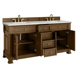 Brookfield 72" Double Vanity, Honey Oak w/ 3 CM Ethereal Noctis Silestone Top