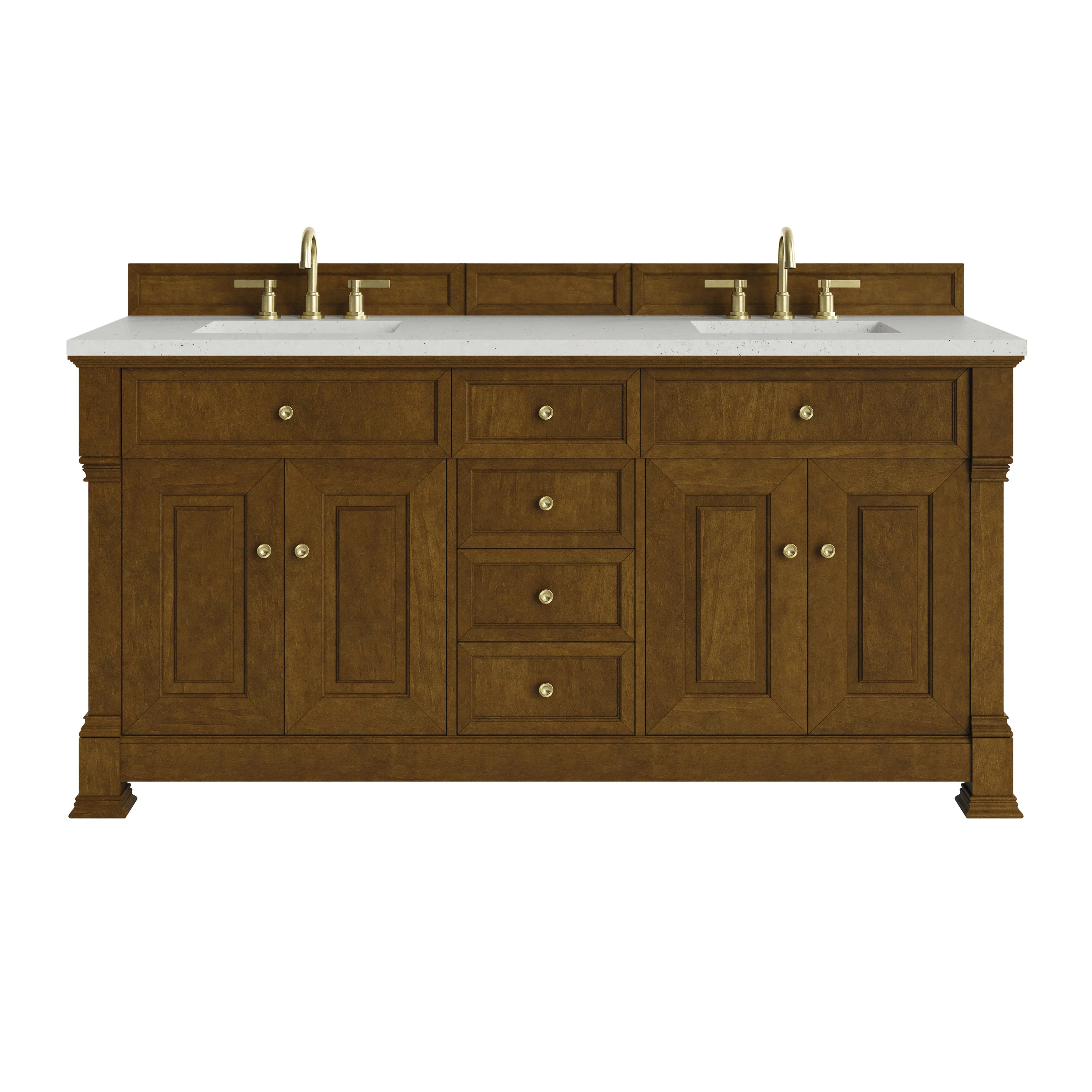 Brookfield 72" Double Vanity, Honey Oak w/ 3 CM Lime Delight Silestone Top