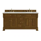 Brookfield 72" Double Vanity, Honey Oak w/ 3 CM Lime Delight Silestone Top