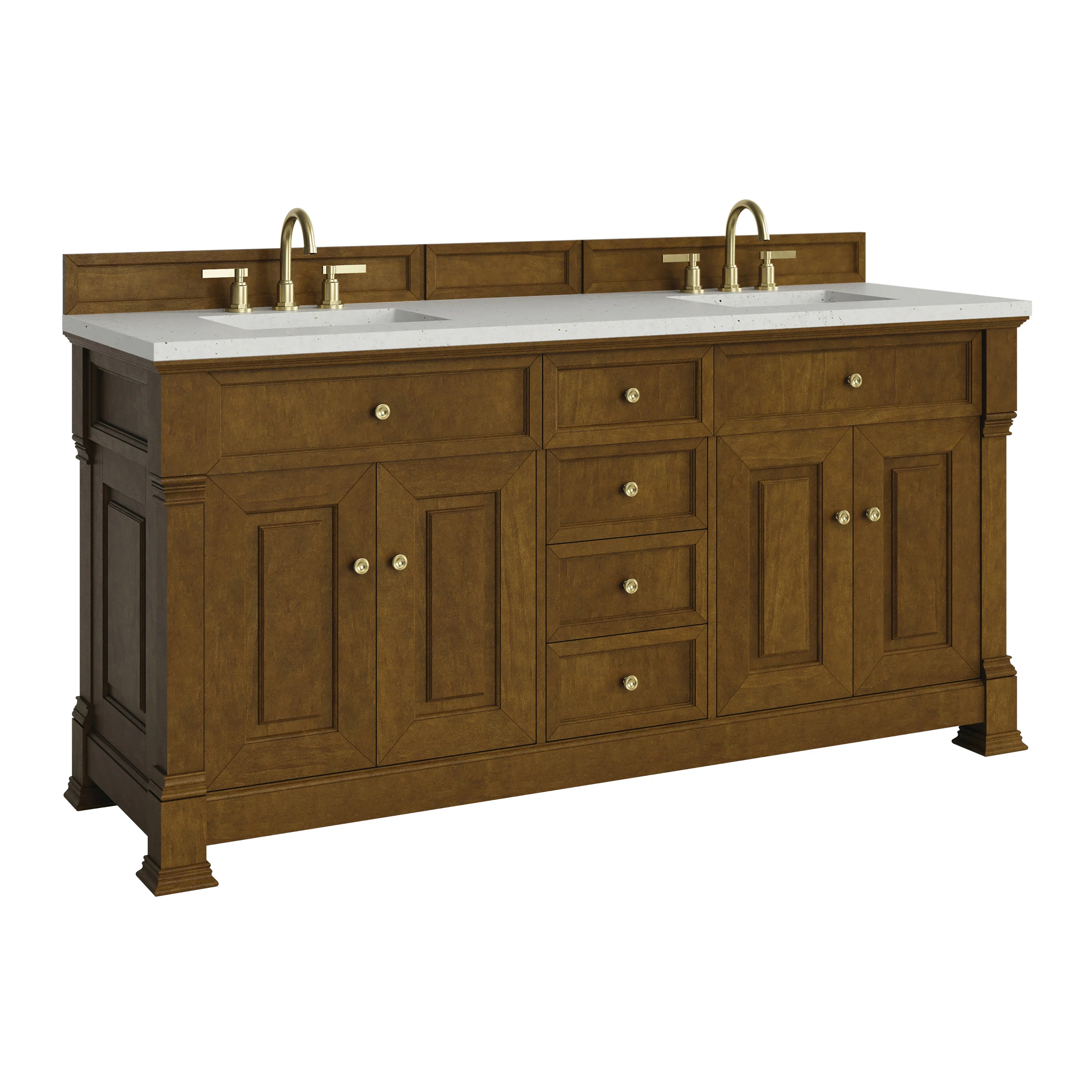 Brookfield 72" Double Vanity, Honey Oak w/ 3 CM Lime Delight Silestone Top
