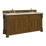 Brookfield 72" Double Vanity, Honey Oak w/ 3 CM Lime Delight Silestone Top