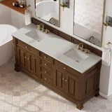 Brookfield 72" Double Vanity, Honey Oak w/ 3 CM Lime Delight Silestone Top