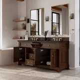 Brookfield 72" Double Vanity, Honey Oak, w/ 3 CM Phantome Eclos Top