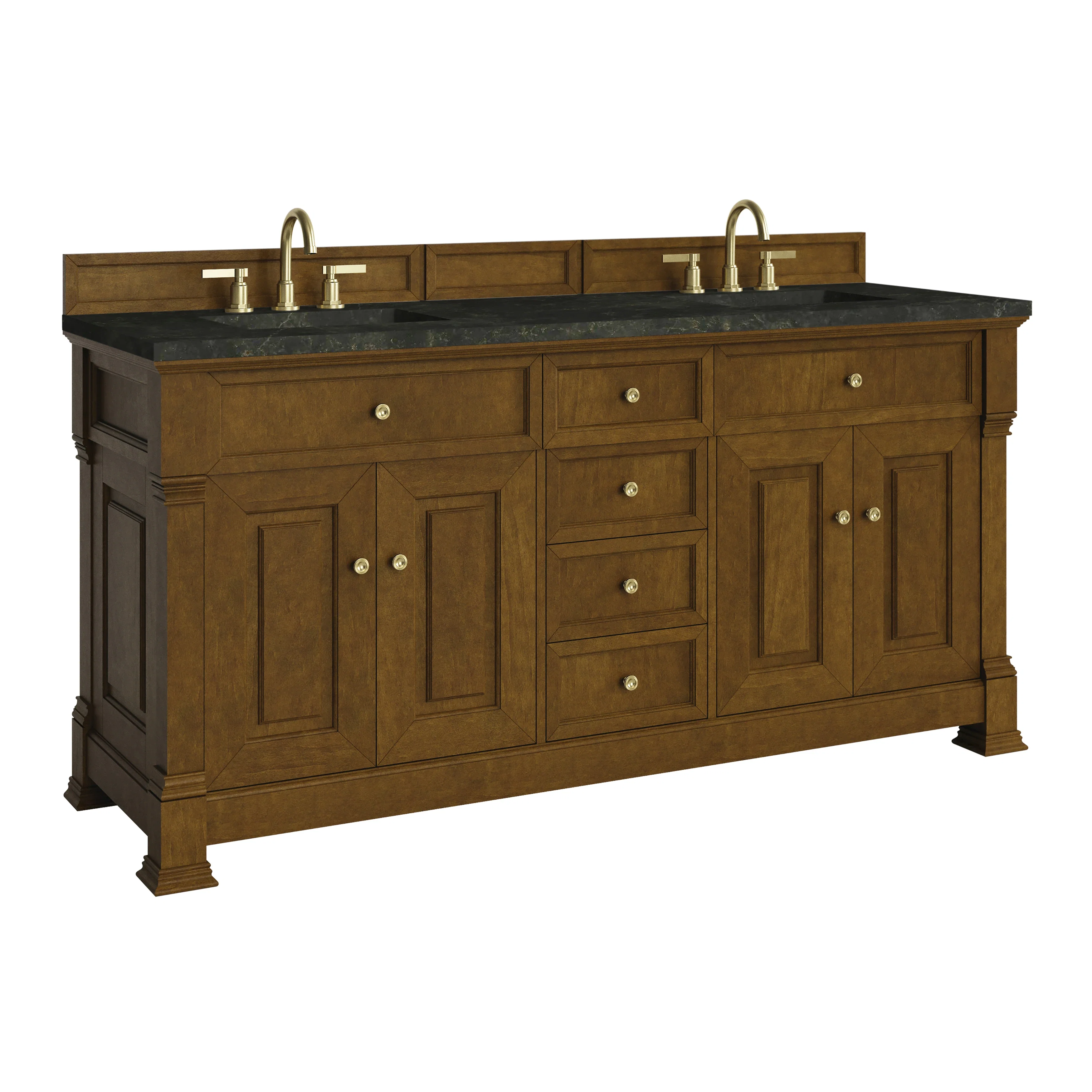 Brookfield 72" Double Vanity, Honey Oak, w/ 3 CM Phantome Eclos Top
