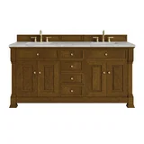 Brookfield 72" Double Vanity, Honey Oak w/ 3 CM Victorian Silver Silestone Top