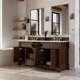 Brookfield 72" Double Vanity, Honey Oak,  w/ 3 CM White Zeus Silestone Top