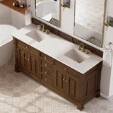Brookfield 72" Double Vanity, Honey Oak,  w/ 3 CM White Zeus Silestone Top